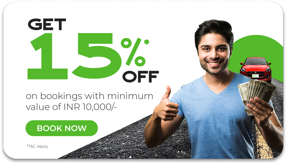15% off on bookings with minimum value Rs. 10,000 Upto Rs. 500